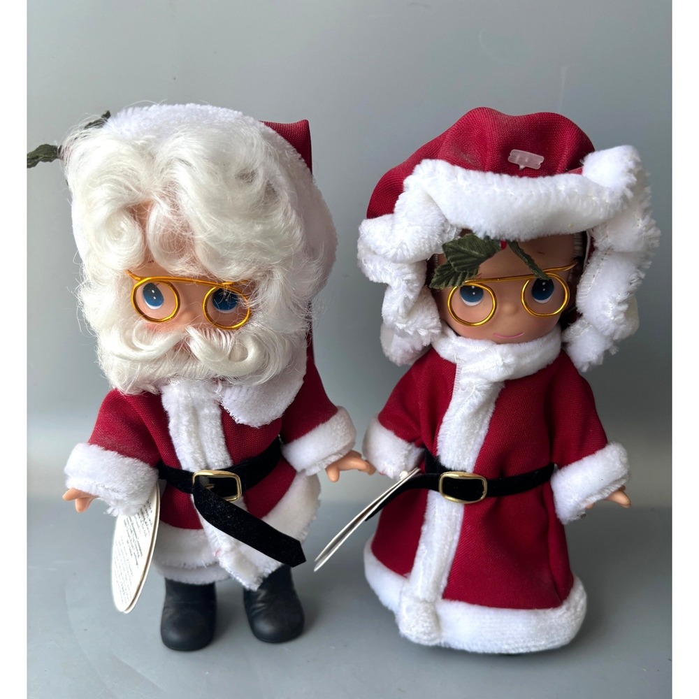 Precious Moments Mr and Mrs Santa Claus Doll Set 2004 Christmas Red 7in